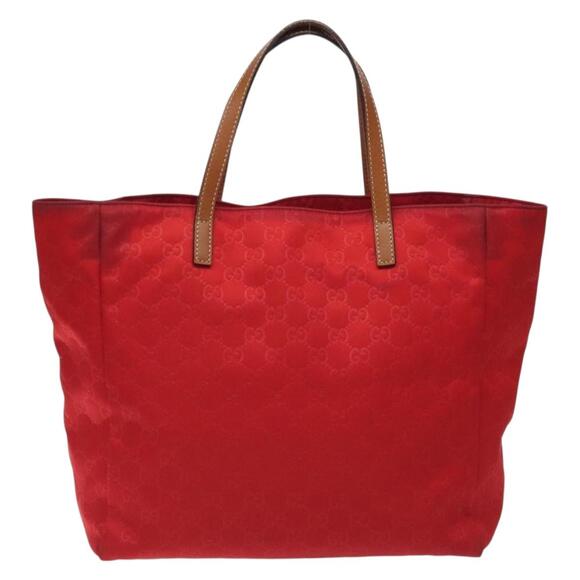 GUCCI GG Canvas Tote Bag Nylon Gold Red - Picture 3 of 12
